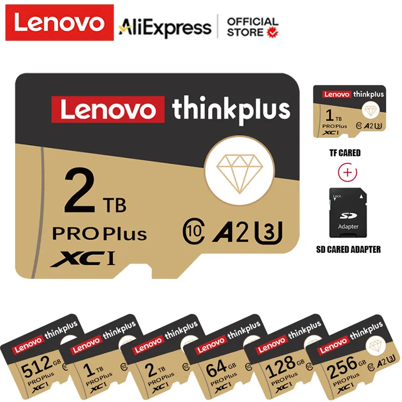 Lenovo-Tarjeta de memoria SD C10 de alta velocidad para teléfono, 2TB, 128GB, 256GB, 512GB, V60, A2, 128GB