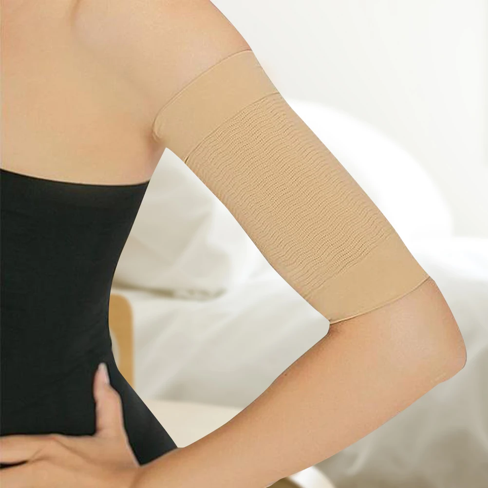 1 paio di maniche dimagranti elastiche senza cuciture per modellare il braccio brucia grassi per le donne, abbigliamento modellante fitness leggero e traspirante color kaki