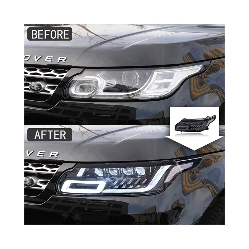 

Direct Upgrade LED 4 Lens Front Headlight Head Lamp No Bodykit Change For 2015 Range Rover Sport Light Upgrade