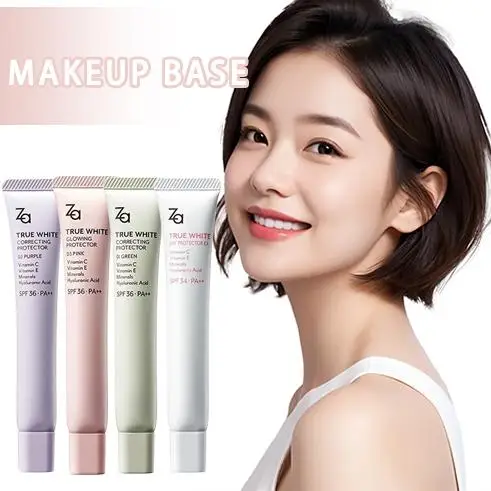 Prebase de Maquillaje 3 en 1 ZA - Ligera, Hidratante, Disimula Poros, Ilumina la Piel, Correctora, Base de Larga Duración para un Rostro Suave