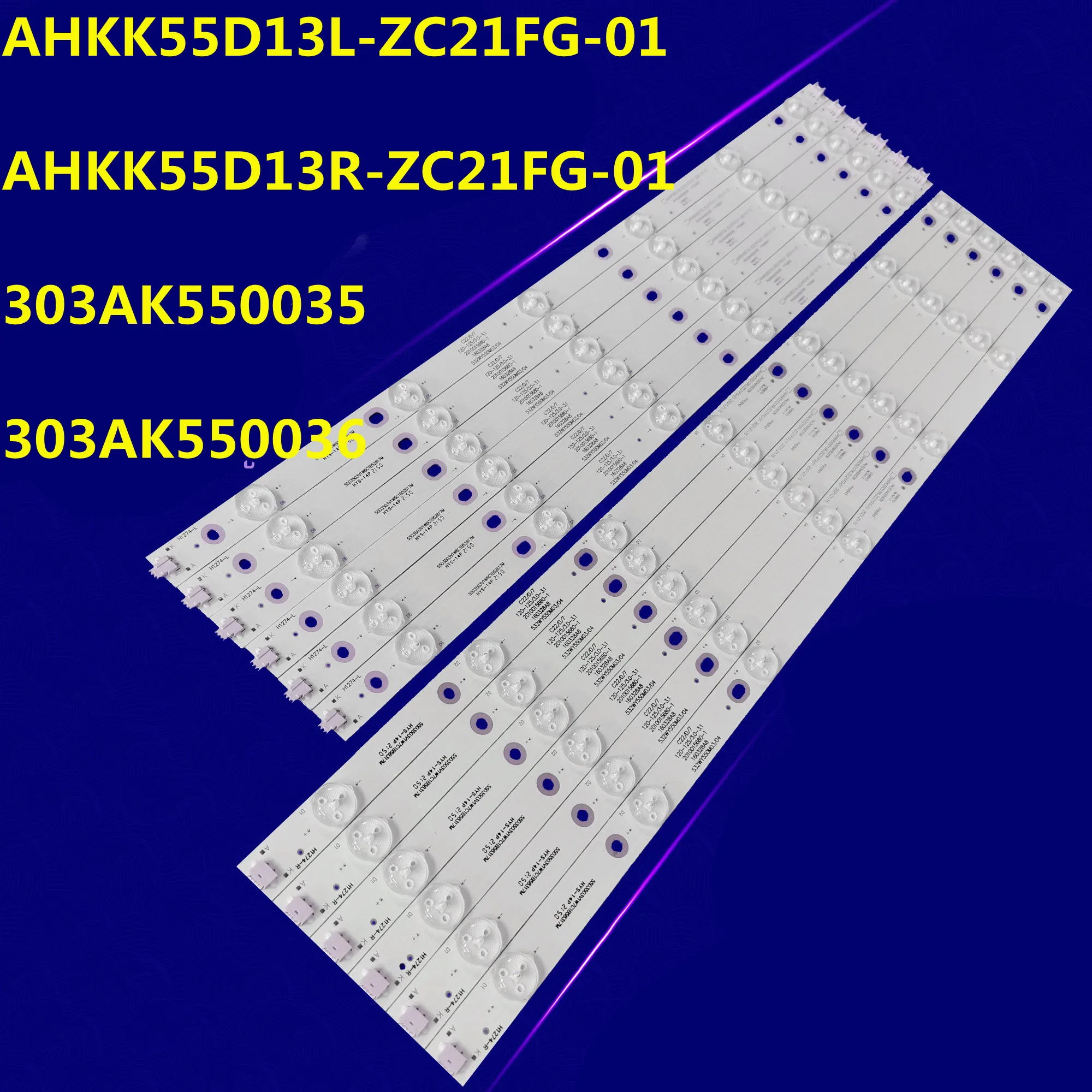 Tira de retroiluminação LED para AHK55D13L-ZC21FG-01 303AK550035 303AK550036 55V5U AHKK55D13R-ZC21FG-01 LE55D80S-UD, 5Set