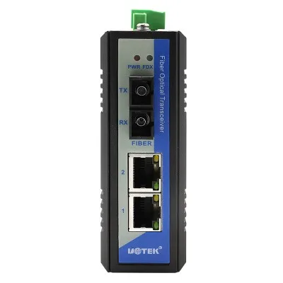 UOTEK UT-2602SM 100M 1 Fiber 2 RJ45 Single-Mode Industrial Ethernet Media Converter