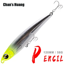 Chan's Huang 1PCS Saltwater Long Casting Sinking Pencil Fishing Lures Wobbler Seabait Vibration Artificial Hard Bait 12CM 58G
