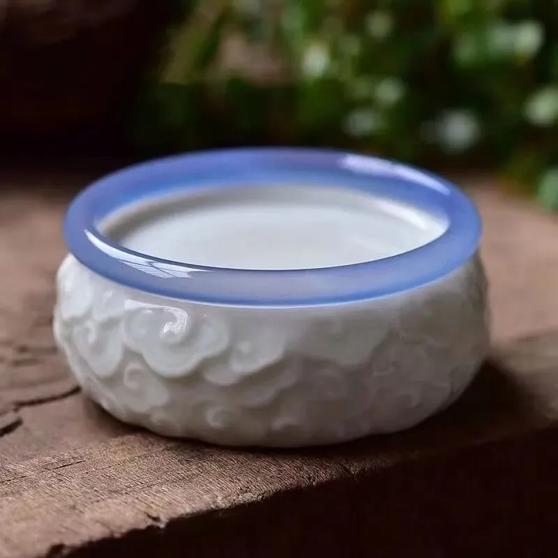 

Natural Thin Blue Chalcedony Bracelet, Fashionable and Simple Versatile Jade Bracelet