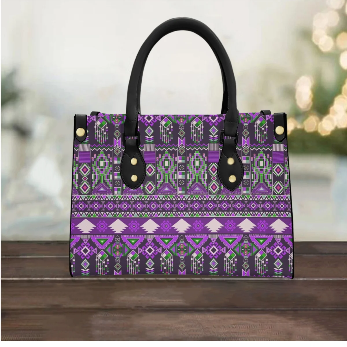 FORUDESIGNS Aztec American Pattern Handbags Ladies Elegant Noble Tote Bags Vintage Ethnic Tribal Style Shopping Bag Make-Up