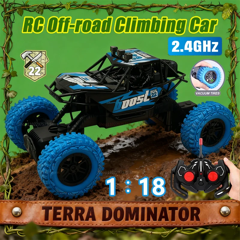 RC 高速オフロードクライミングカー 1:18 カラフルな点滅ライト付き 充電式おもちゃ 子供 大人 ギフト 屋内 屋外用