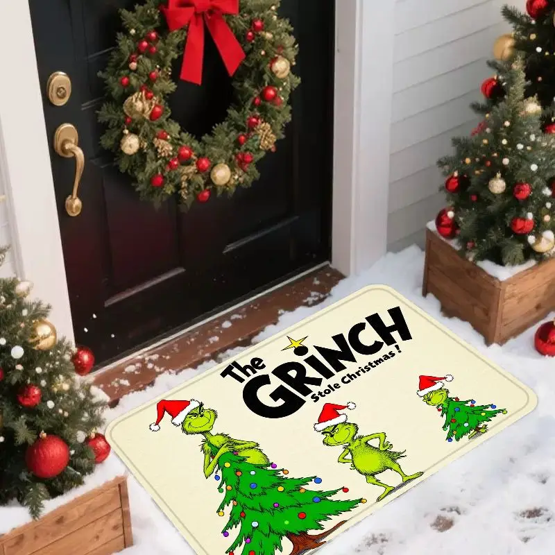 VIKAMA Teppich mit Weihnachtsatmosphäre, Dekorationsteppich für Eingangstüren, weich und saugfähig, Badezimmerteppich, Heimdekoration