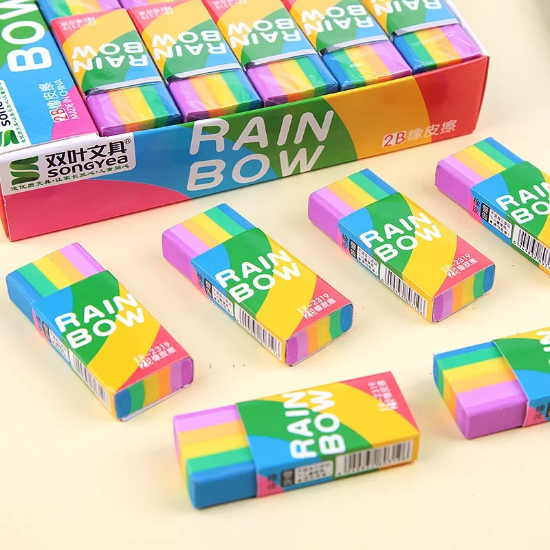 

Creative Cute 2B Rainbow Eraser Students Error Correction Tool Clean Without Leaving Any Trace School Kawaii Stationery Supplies