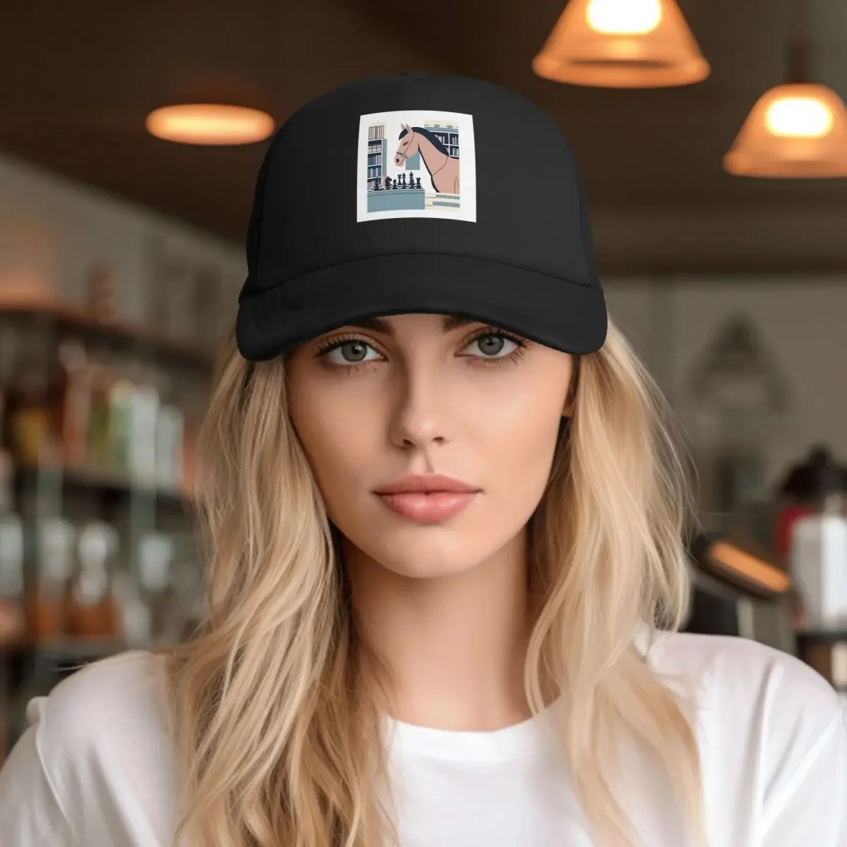 Chess & Horse Mesh Baseball Caps Snapback Fashion Baseball Hats Breathable Casual Casquette Outdoor Unisex
