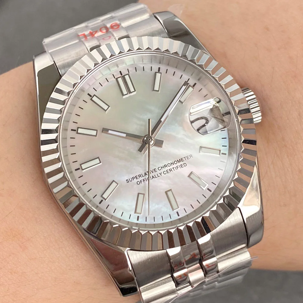 Tandorio MOP Mother of Pearl Dial Light Luxury 36/39mm Sapphire NH35A Diver Watch Men Steel Bracelet 20ATM Automatic ﻿