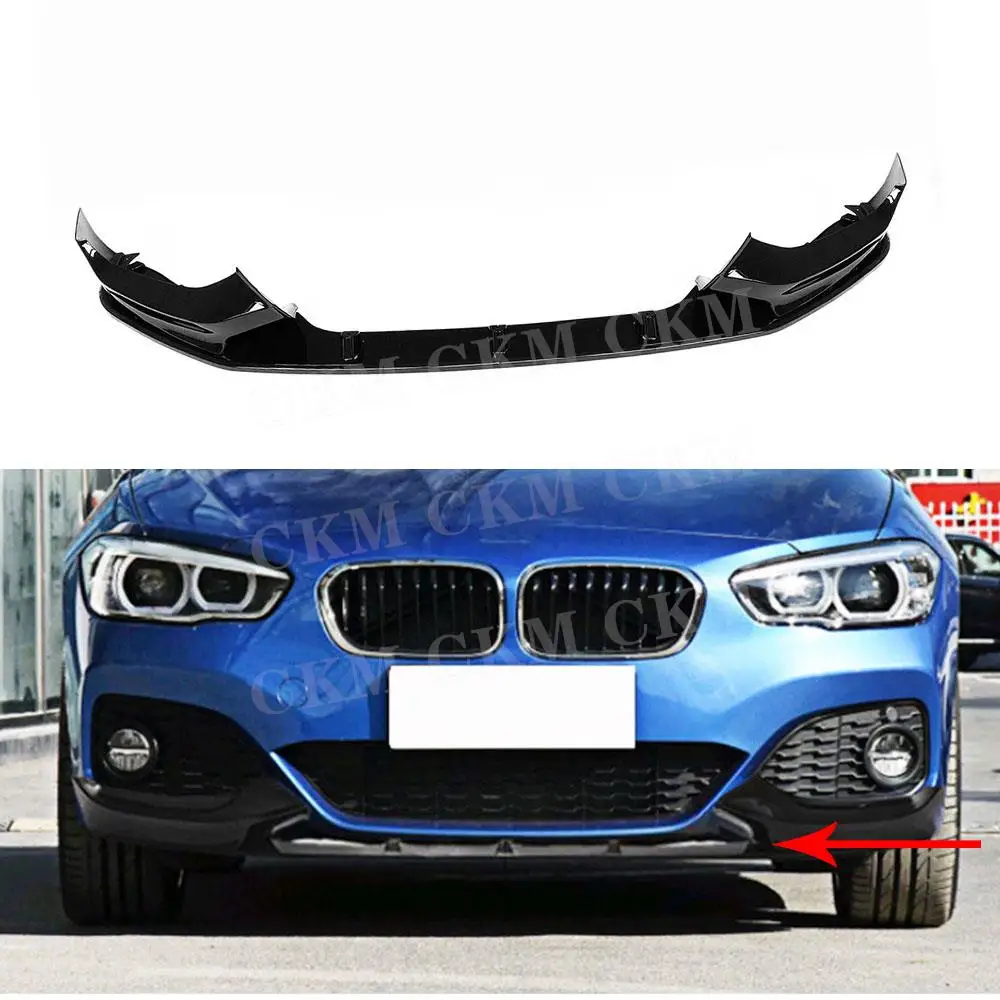 

CKMUUER ABS Gloss Black Car Front Bumper Lip Chin Spoiler Splitters Flaps Apron For BMW 1 Series F20 M Sport 2017 2018 2019
