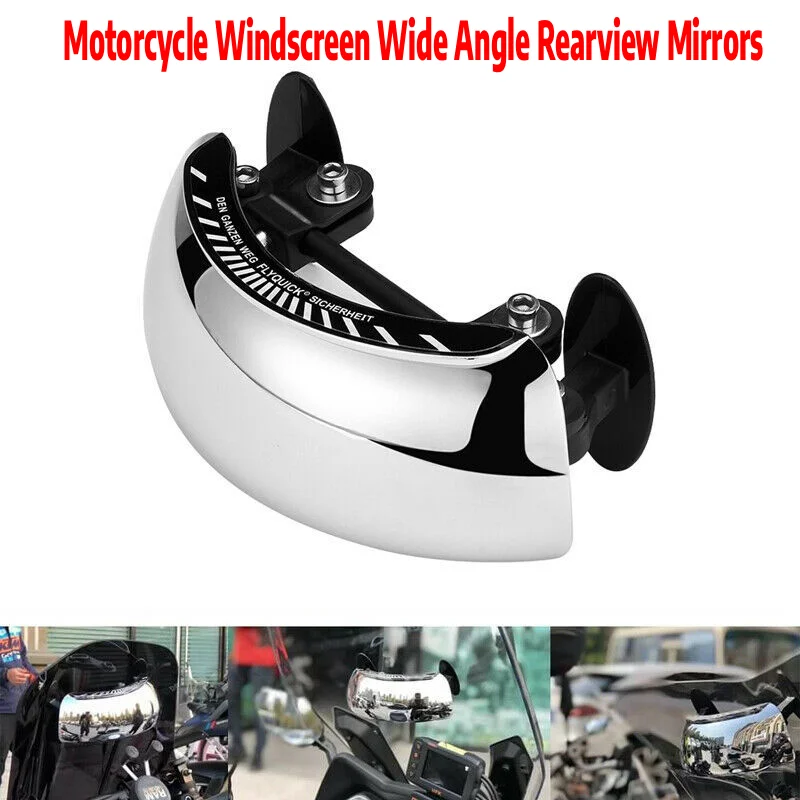 Motorcycle Windscreen 180 Degree Blind Spot Mirror Wide Angle Adjustable Rearview Mirror Safety Auxiliary Small Rear View Mirror