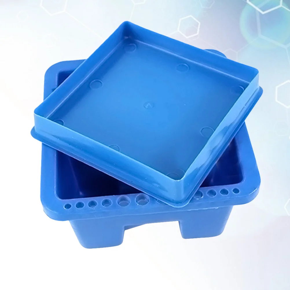 

Blue Plastic Brush Washer Square Painting Brush Washing Bucket With Slots For Art Supplies, Cleaning Tool For Students