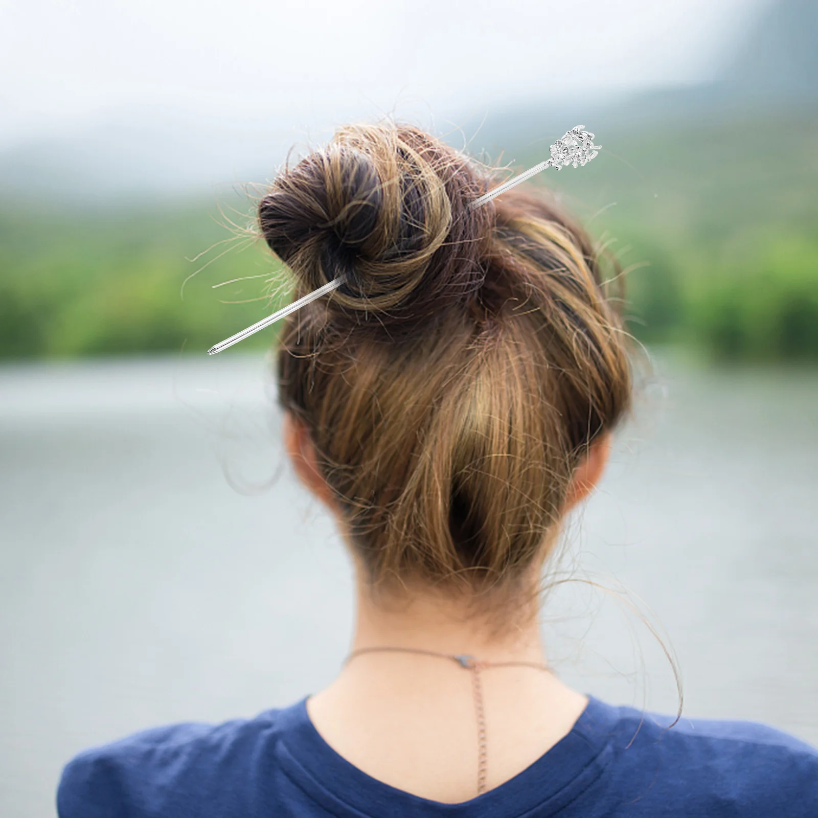 

4 Pcs Hair Accessories for Girls Vintage Hairpin Bun Stick Chopstick Silver Chinese Bride