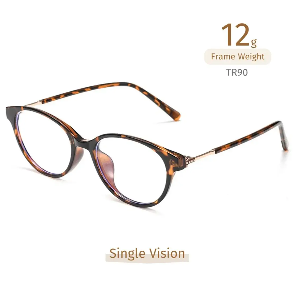 

Очки для близорукости по рецепту и астигматизма, сверхлегкая круглая оправа TR90 «кошачий глаз», очки с защитой от синего света, новый черепаховый цвет 2025 года