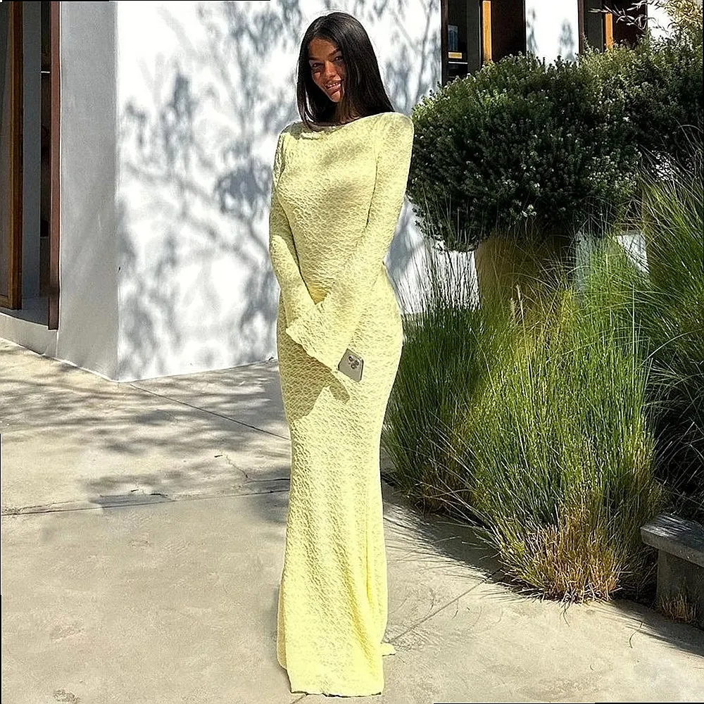 Sexy Backless Tie Long Sleeve A Line Dress, Elegant Party Dresses for Women Spring Summer