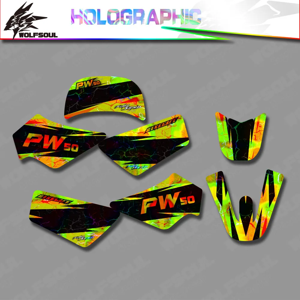 Motorcycle Holographic Backgrounds Decals Graphics Stickers Kits For Yamaha PW50 PW 50 PIT ALL YEARS Full Number Custom - view 3