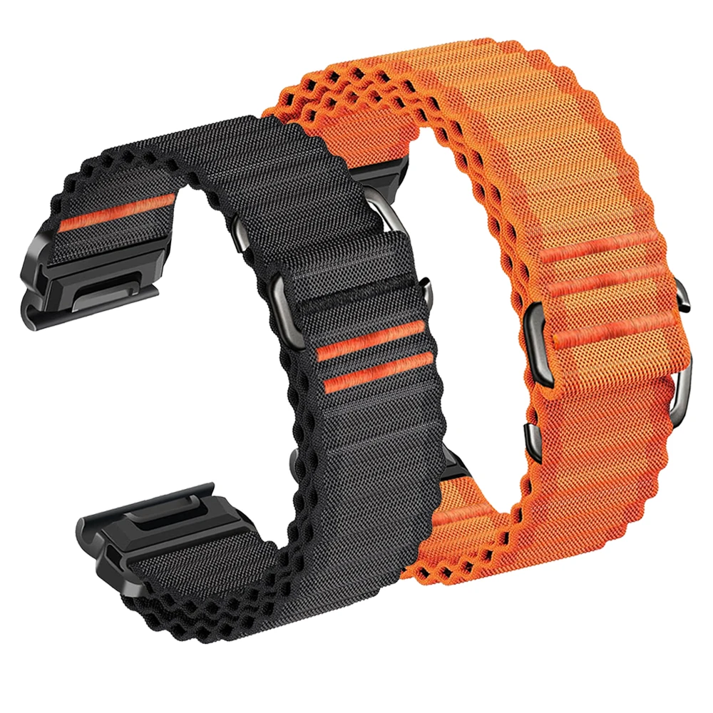 QuickFit 22 mm 26 mm Nylon-Schlaufenarmband für Garmin Fenix 8pro E 7X 7 6X 6 Band Tactix 8/Epix Gen2/Enduro3 Sport atmungsaktives Armband