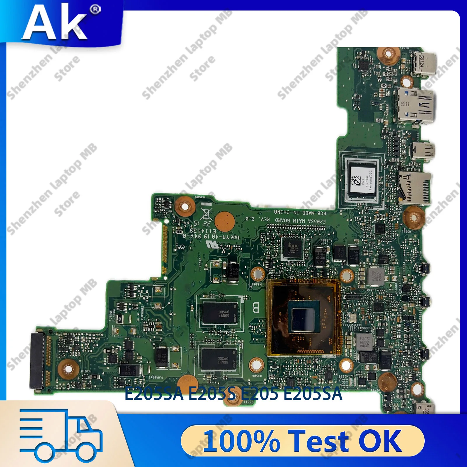 E205SA Laptop Motherboard For ASUS EeeBook E205S TP200SA E205SA E205S L205SA Notebook Mainboard With Celeron CPU 104% tests OK