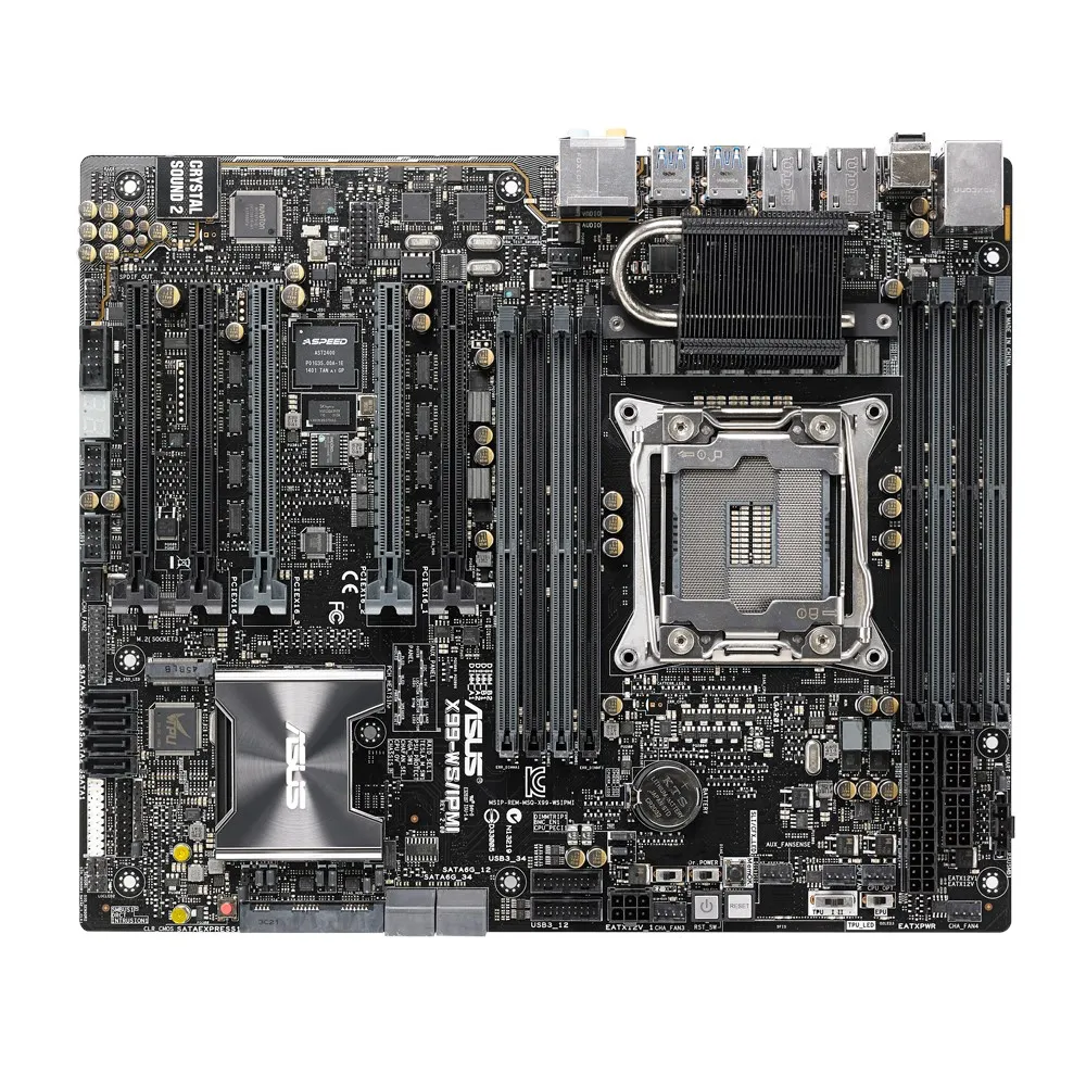 ASUS X99-WS/IPMI Server Motherboard Intel X99 LGA 2011-V3 8×DDR4 3200(OC) 128GB support Core i7-6850K cpu PCI-E 3.0 M.2 ATX