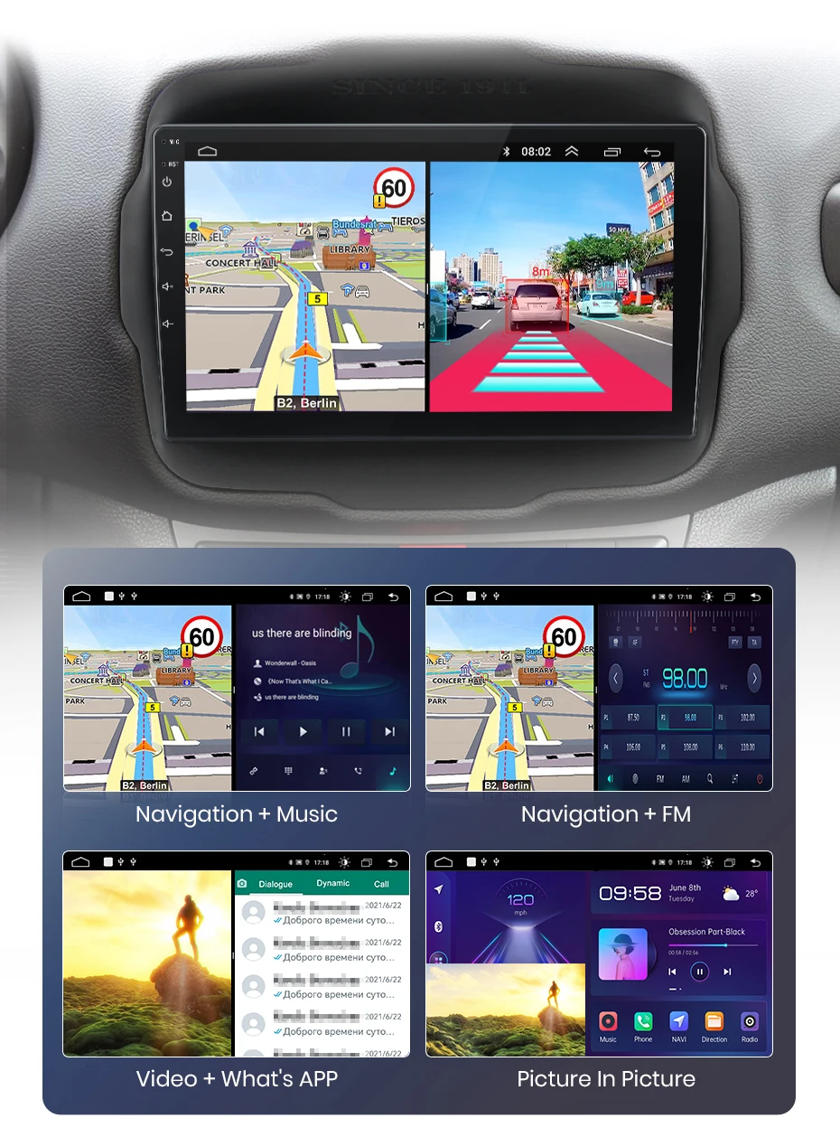 Junsun Wireless Carplay Android Auto Autoradio für Jeep Renegade 2016-2020 GPS Intelligente Systeme Stereo Multimedia Autoradio – Detail 21