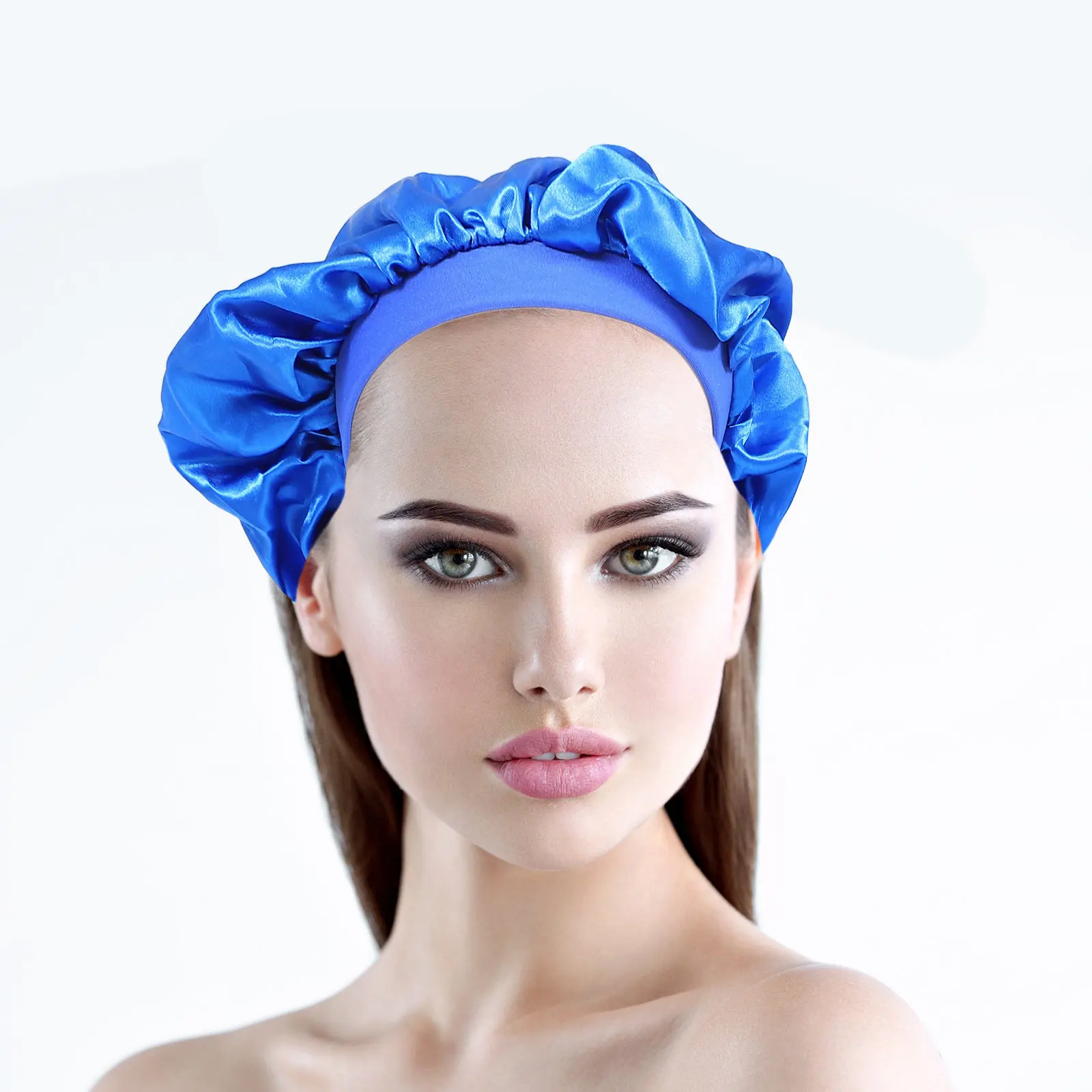 1Set Satin Hair Care Bonnet Elastic Band Soft Lightweight Breathable for Long Curly Straight Braided Hair Women