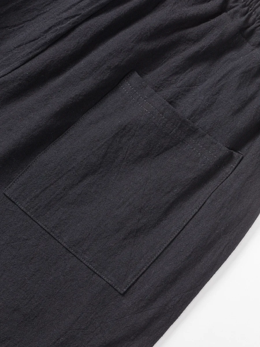 2026 Sommer Herren Einfarbiges Baumwoll-Leinen Zweiteiler-Set Henley Kurzarm-Hemd Lose Gerade Hose Atmungsaktiv Alltag Urlaub Freizeit – Detail 17