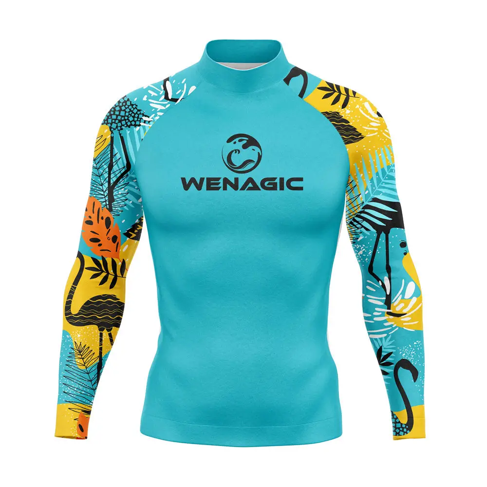 Men Rash Guard Surfing Diving Tee Swimwear Tight Long Sleeve T Shirt Swim Floatsuit Tops UV Swimming RashGuard Prevent Jellyfish