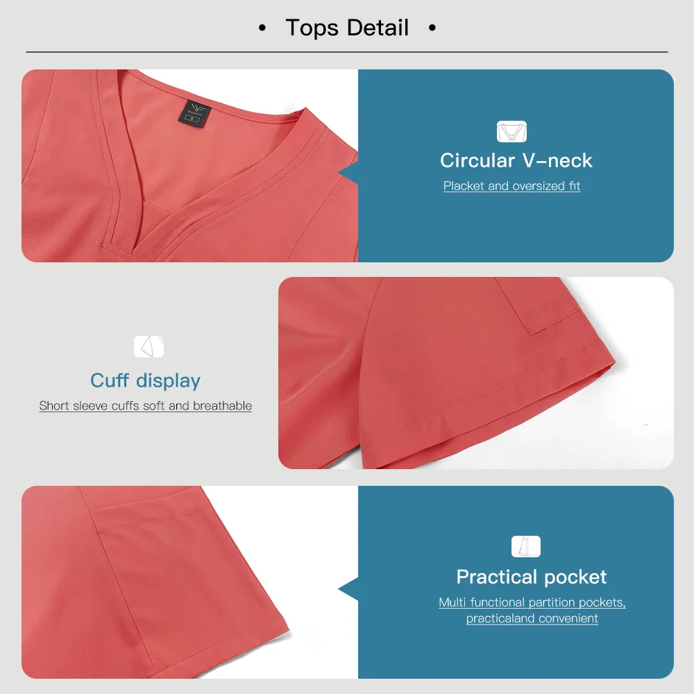 Niaahinn الزي السريري للنساء الصيدلة ملابس العمل مستشفى ممرضة موحدة طبيب جراحة الأسنان عن طريق الفم الزي الرسمي الدعك الطبية مجموعات