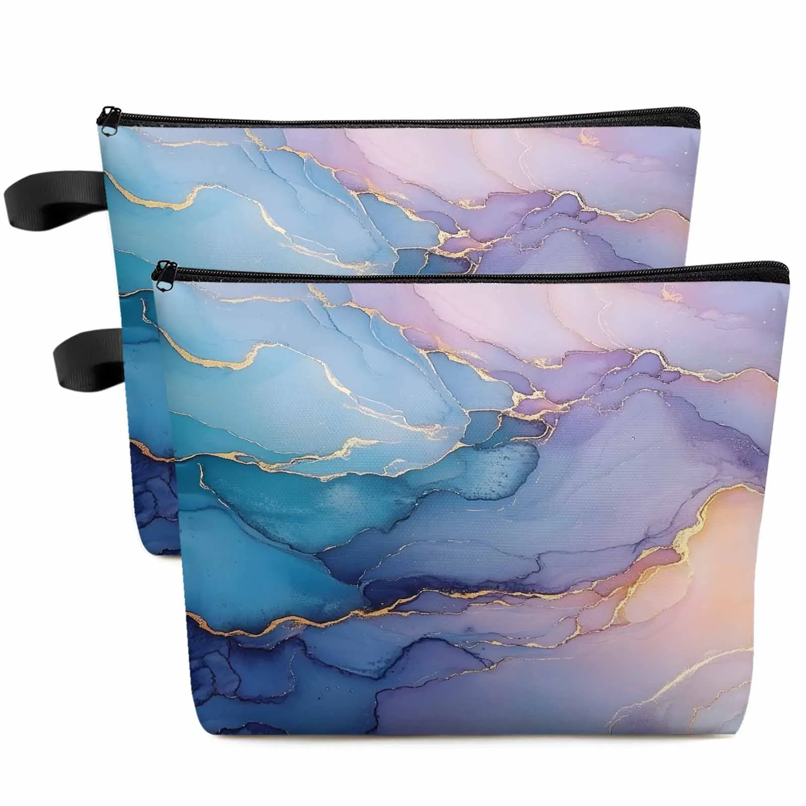 

Abstract Blue Purple Marble Large Capacity Travel Cosmetic Bag Portable Makeup Storage Pouch Women Waterproof Pencil Case