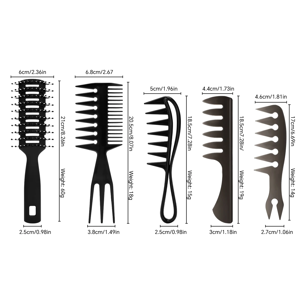2/3/4/5Pcs Wide Tooth Curl Comb Detangling Hair Brush Oil Texture Comb Barber Hair Brush Hairdresser Salon Styling Tool