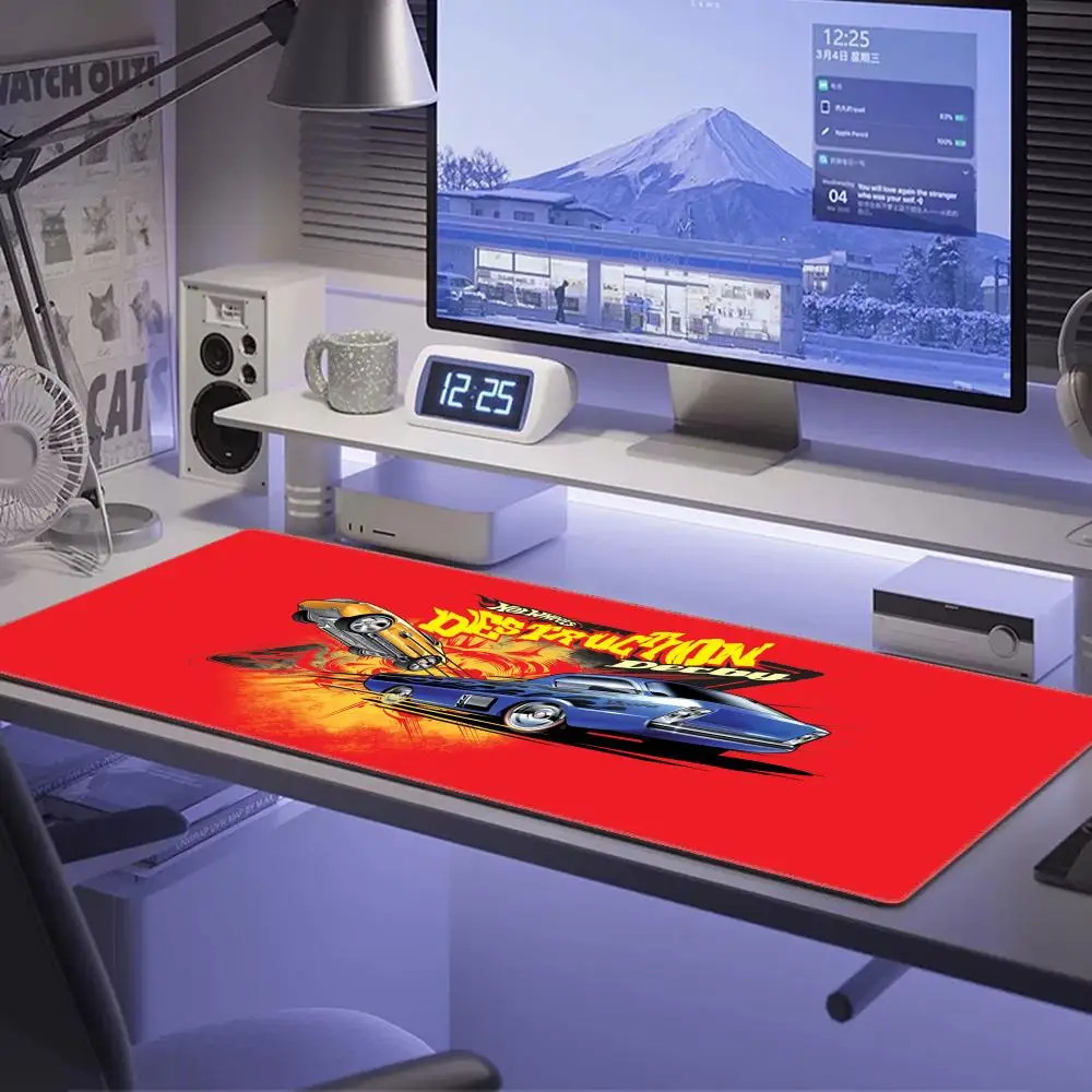 แผ่นรองเมาส์ Hotwheels แผ่นรองเมาส์ตั้งโต๊ะ แผ่นรองเมาส์น่ารัก HD แผ่นรองโต๊ะแบบขยาย แผ่นรองคีย์บอร์ดเกมมิ่งขนาดใหญ่ XXL แผ่นรองเมาส์เกมเมอร์ 90x40
