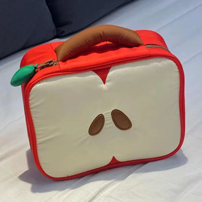 Apple Tote Bag Embroidered Y2K Storage Bag Japanese And Korean Makeup Bag Apple Nylon Zipper Storage Bag Portable Travel Bag New