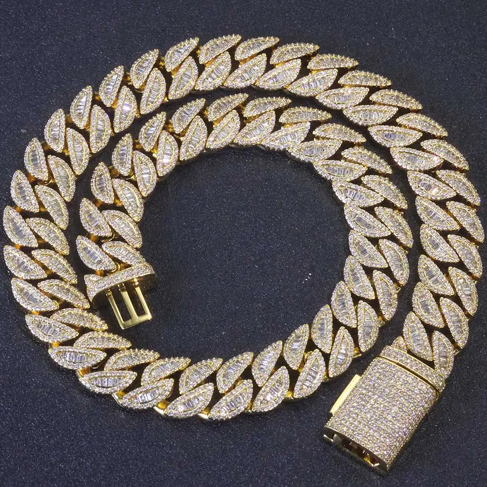 

20MM Men's Thick Rectangle Diamond Brass Cuban Necklace Hip Hop Iced Chain Rap Singer Miami Luxury Jewelry