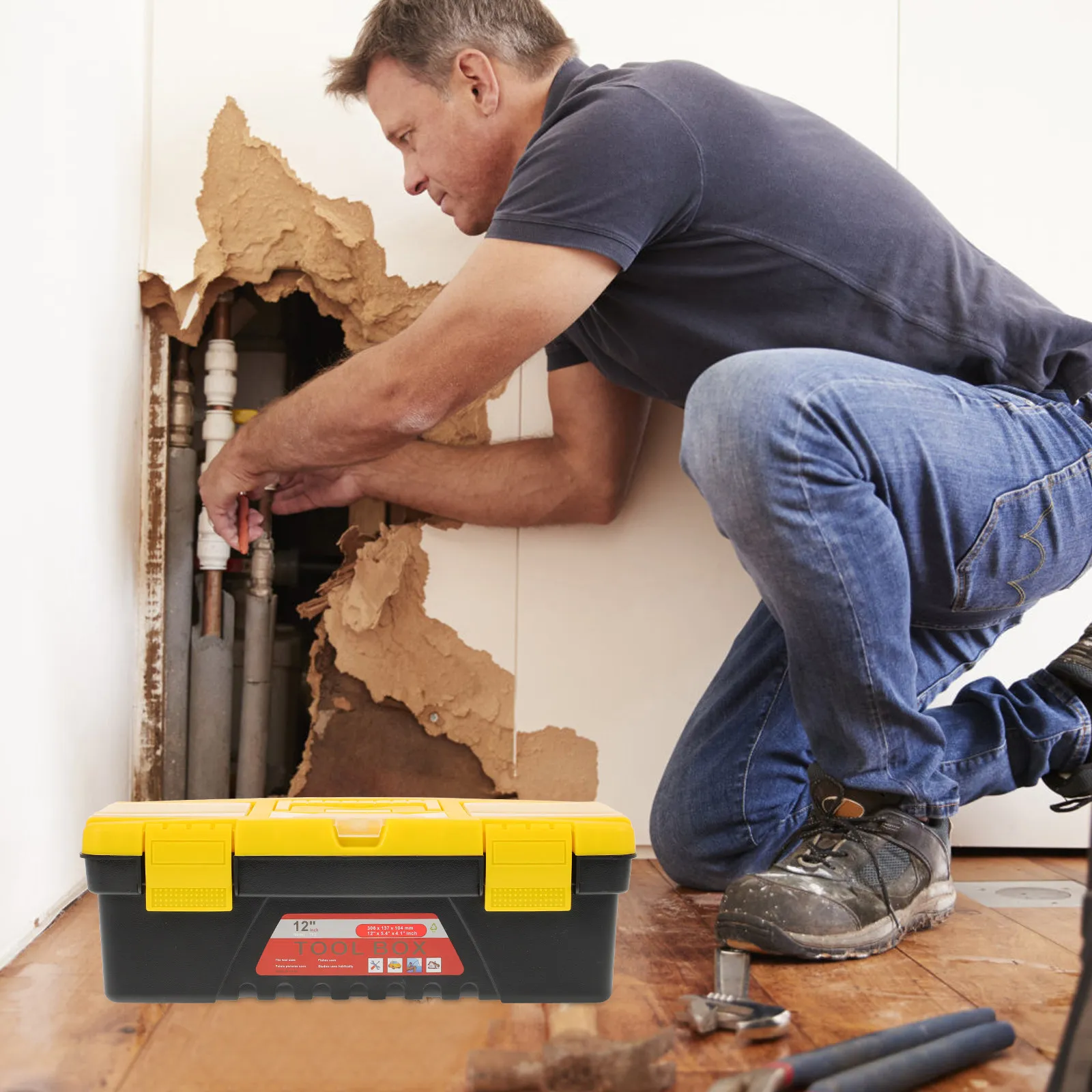 

Ящик для хранения инструментов, 1 шт., из прочного пластика, большой вместимости, с надежной застежкой, портативный, для домашнего ремонта