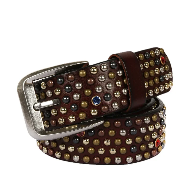 Fashionable and Trendy Stud Belt made of Top Grain Cowhide Leather for Men and Women