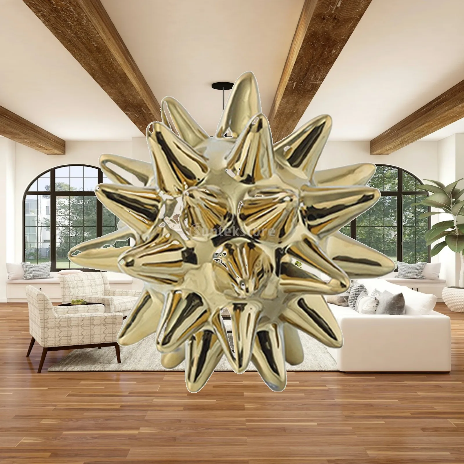 Sea Urchin Statue Collection Porch Decoration Abstract Ceramic Sculpture for Bookshelf Kitchen Tabletop Art