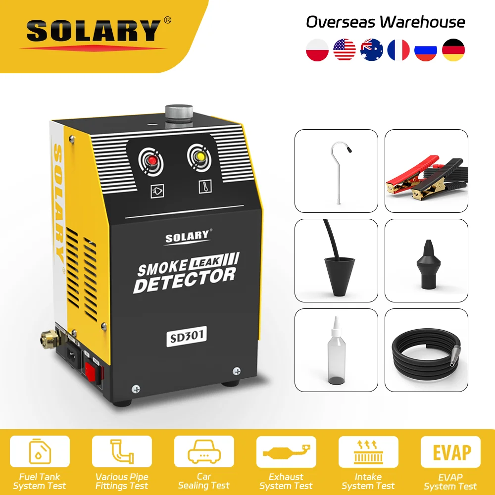 

Solary SD301 Automotive Smoke Machine Leak Detector - 12V DC EVAP Vacuum Diagnostic Tester for Pipe System