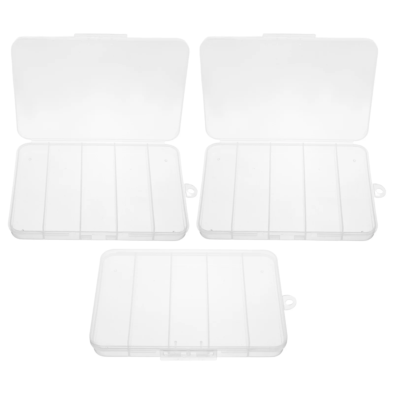 3 pcs 5-Grid Transparent Pp Plastic Tool Storage Box Compact Divider For Fishing Tackle Organizer Jewelry Beads Small Parts