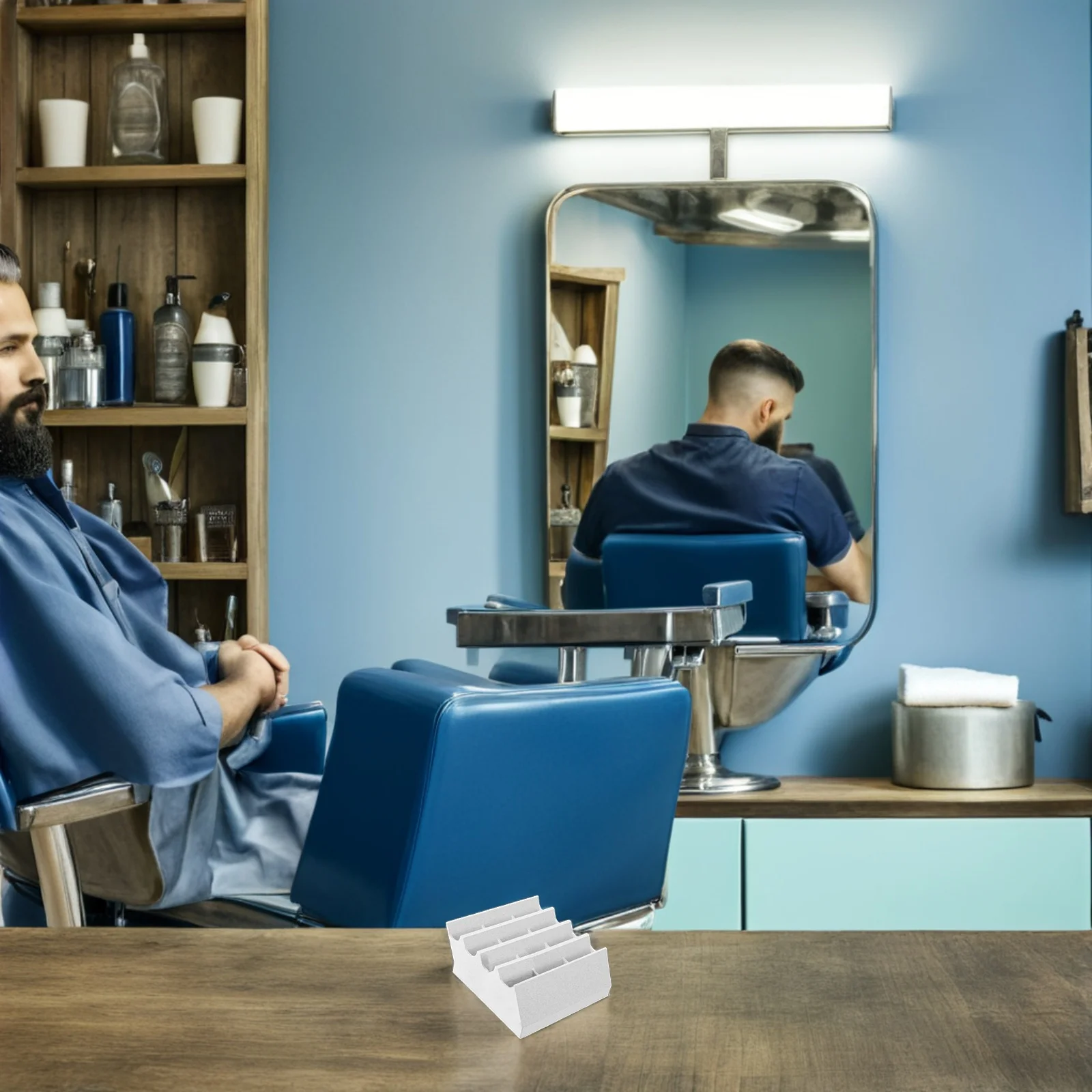 

12-Slot Razor Blade Storage Box Compact Multi-Compartment Organizer For Barber Haircut Tools Bathroom Grooming Clipper Guard