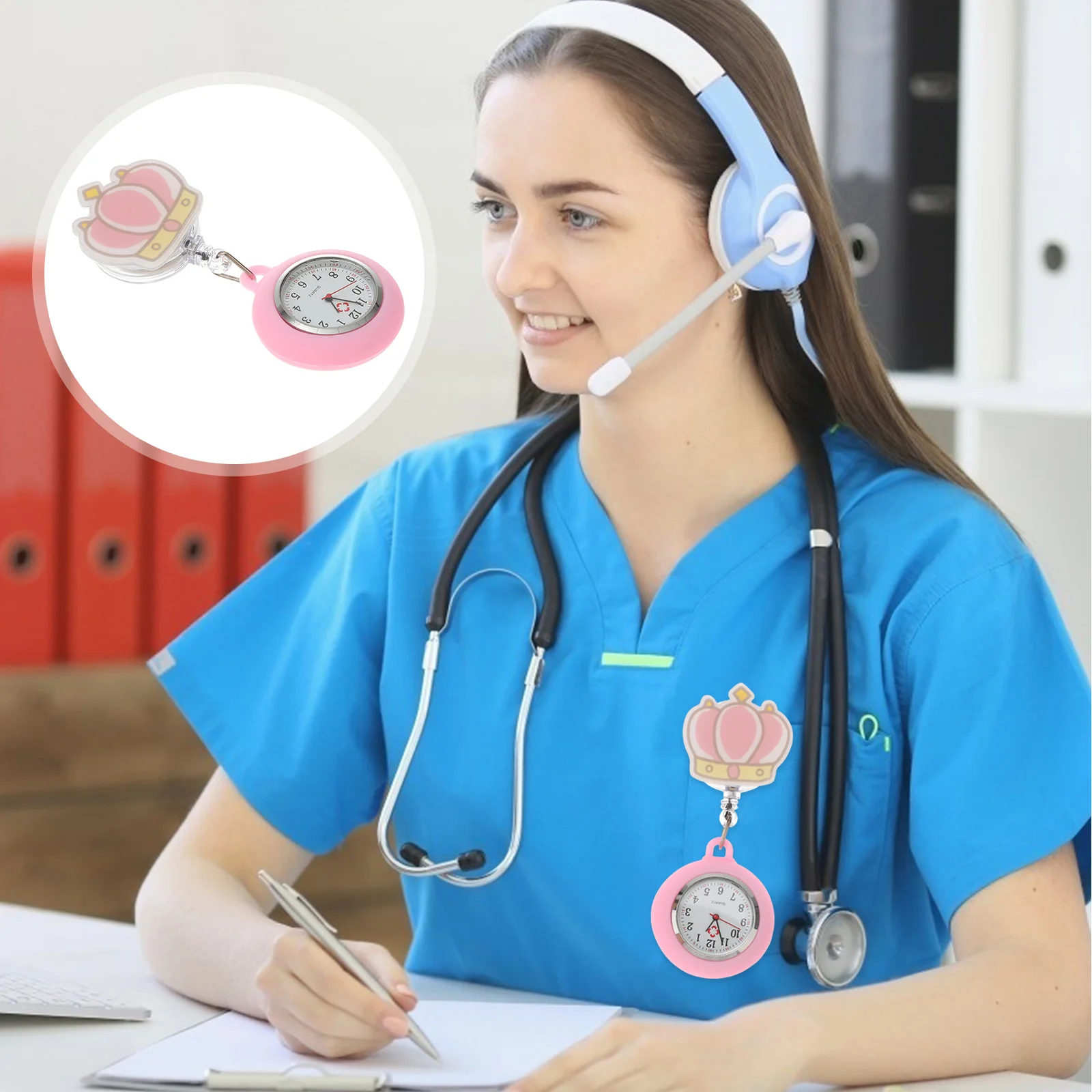 1 قطعة لمط سيليكون مضيئة ممرضة ساعة الجيب الساخن بالون تصميم الكرتون ساعة للممرضات الأطباء ساعة