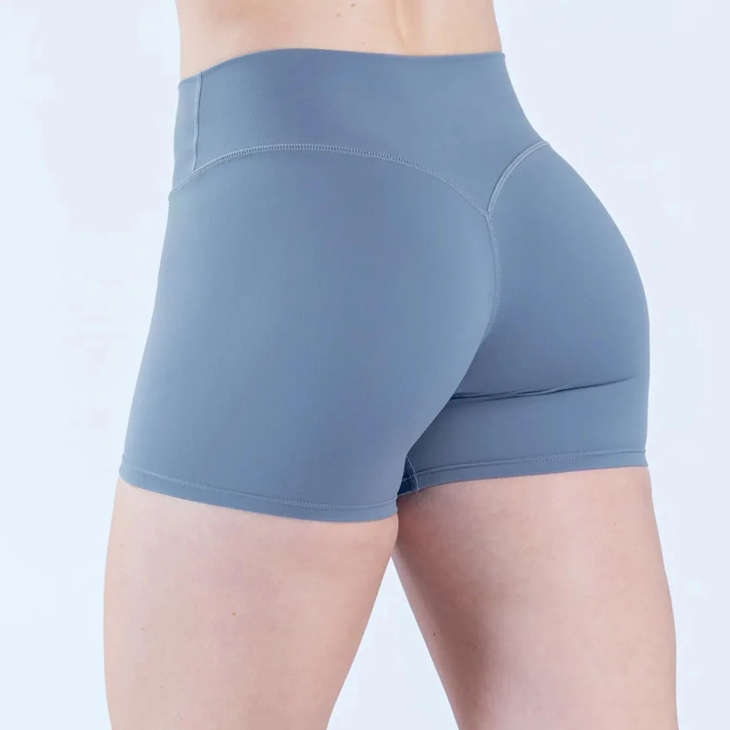 LOGO High Waist Naked Abdomen Tucking Sexy Y-Hip Lifter Outdoor Sports Running Riding Three-point Fitness Shorts