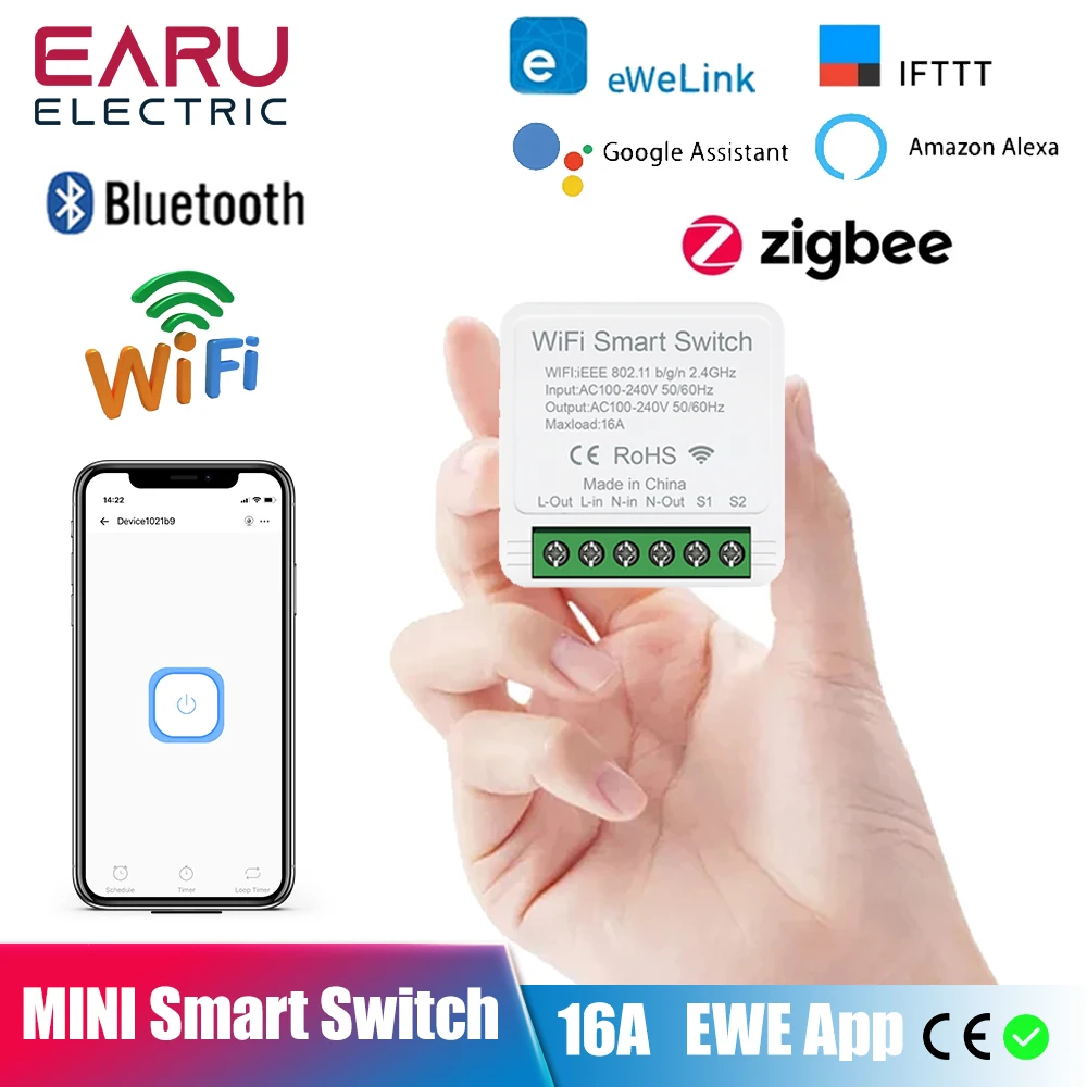 16A Ewelink  Zigbee Wifi Mini Smart Light Switch 2way Control  DIY Switches Voice  Module Work With Alexa Google Home Smart Life