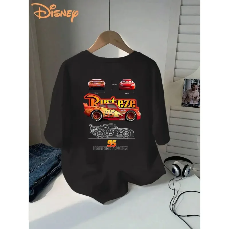 2025 كول زوجين ديزني قصة سباق موضوع سلسلة تي شيرت البرق ماكوين للجنسين الرجال قميص الصيف القطن المرأة المحملة كبيرة الحجم #1