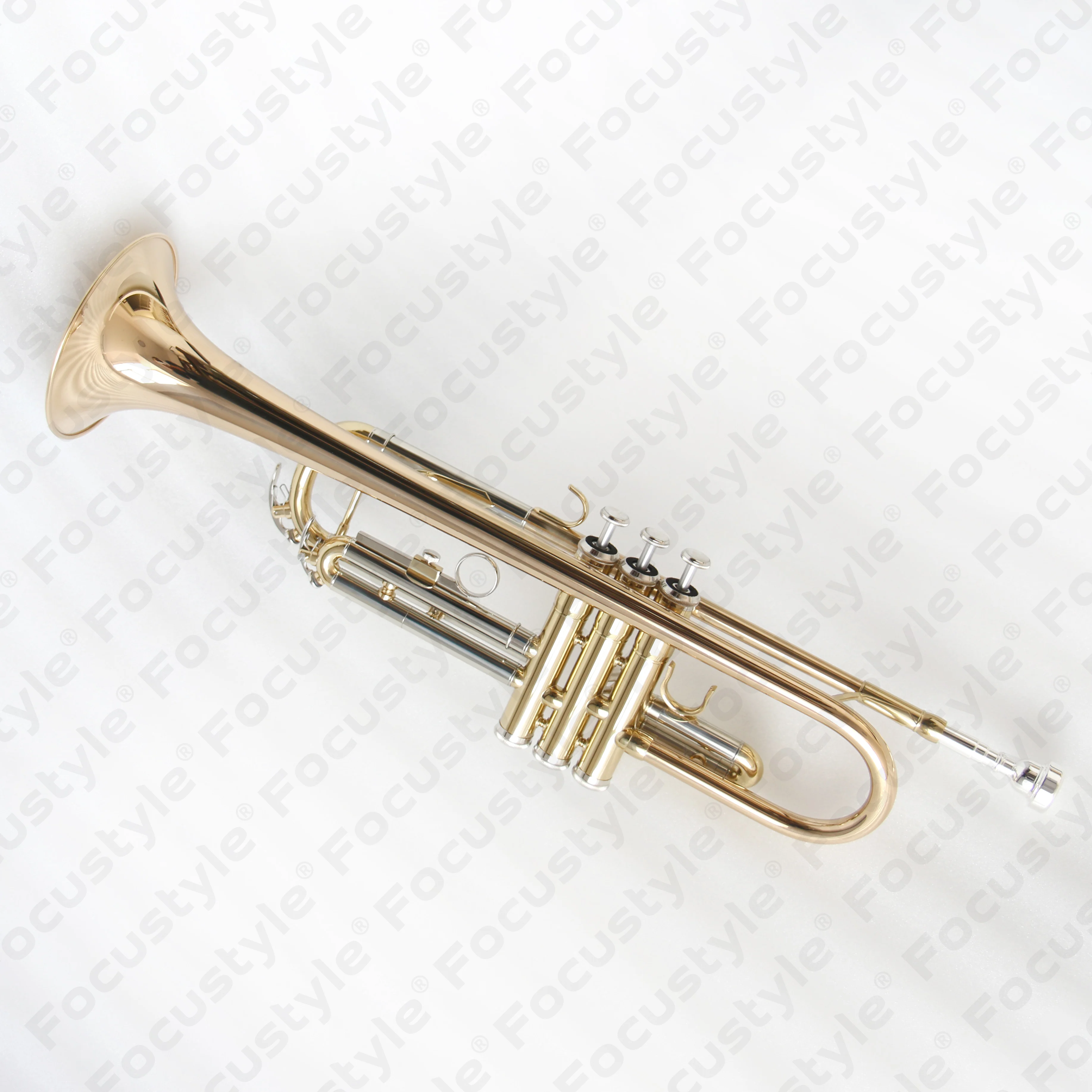Bb Trumpet Clear Lacquered Brass Body Gold Bell Nickel Silver Outer Slides 3 Piston Valves For School Band Beginners