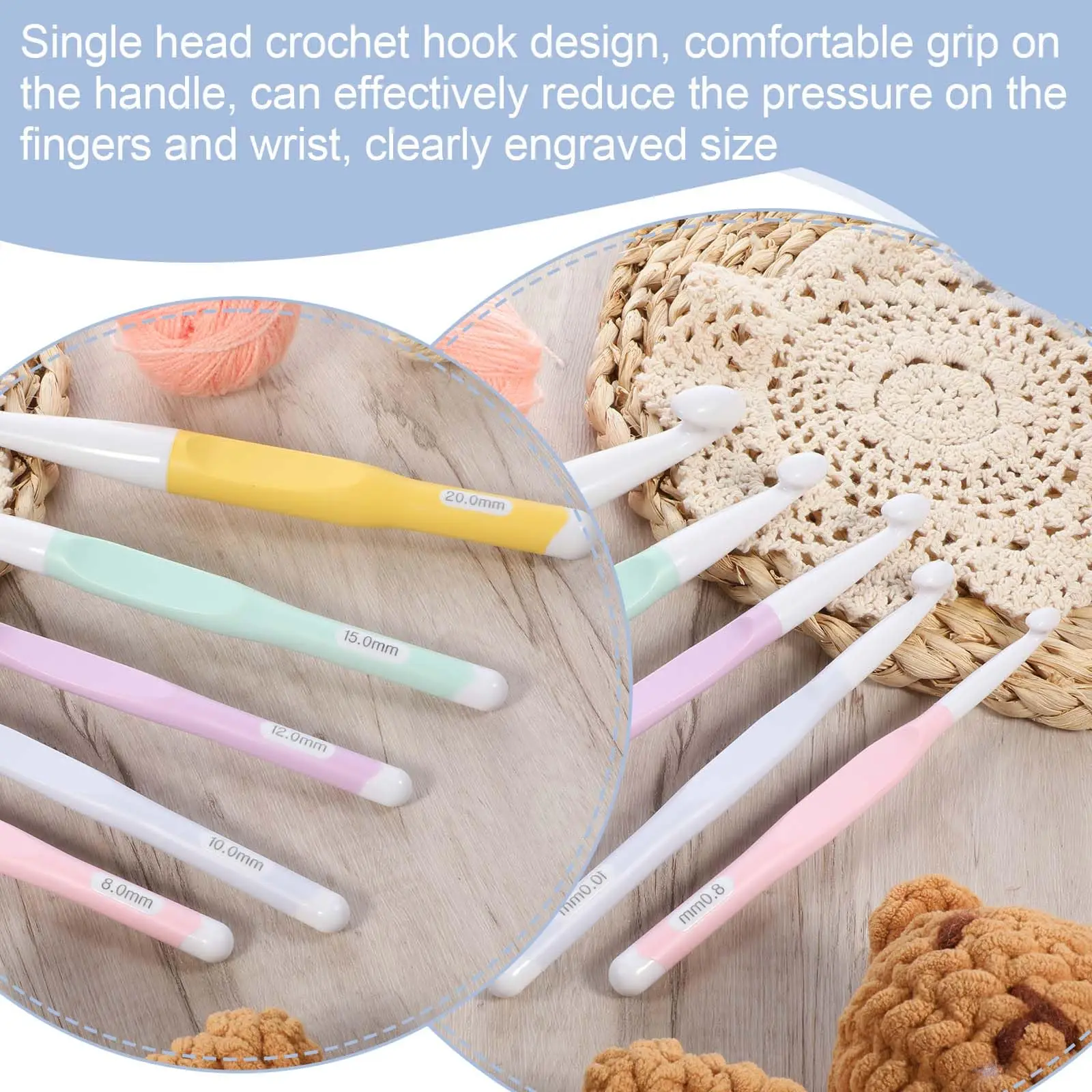 5 قطعة مجموعة خطافات كروشيه 8/10/12/15/20 مللي متر قبضة مريحة المنزل نسج الغزل الحرفية DIY أدوات الحياكة المنزلية #3