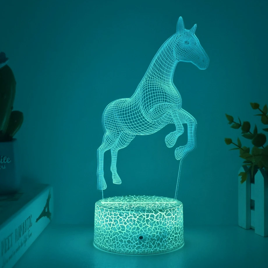 

Nighdn Horse Illusion 3D Night Light for Kids Room Bedside Lamp 7 Colors Changing Christmas Birthday Gifts for Baby Boys Girls