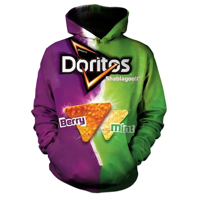 Hoodies Potato Chips Snack Bag Funny 3d Printed Sweatshirts Men Women Hooded Oversized Hoodie Kids Pullover Coat Men's Clothing