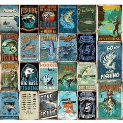 Retro Fishing Metal Logo Wall Poster Farm Art Decoration