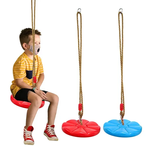 Imagen 1 del producto Columpio de disco para niños, columpio colgante de pétalos octogonal grueso rojo y azul para deportes de interior y exterior, mecedora de juguete